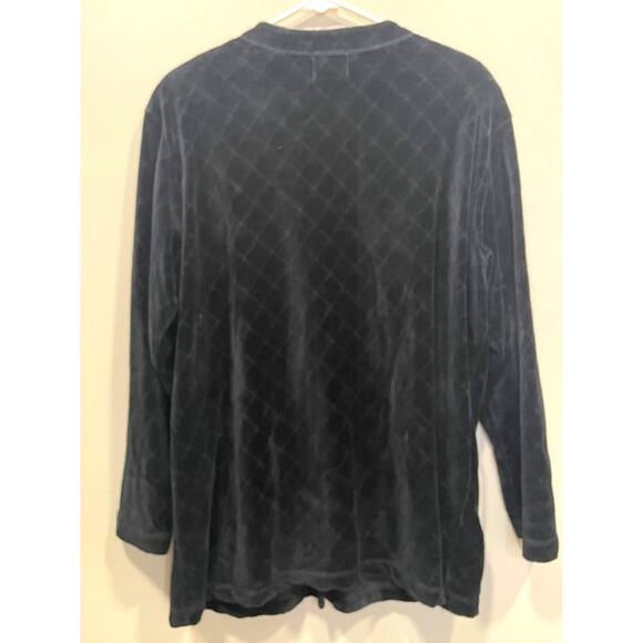 Vintage Susan Bristol Casuals Women's Med Black Velvet Quilted Shacket Cardigan - Picture 2 of 10